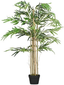 Outsunny Bambus Artificiel XXL 1,15H m arbore artificial 730 Frunze dese realiste Ghiveci Inclus Negru Verde | Aosom Romania