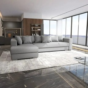 Colțar extensibil dumonde cu ladă de depozitare si sezut confortabil din spuma high-density, Gloria Enjoy Grey 320x183 cm