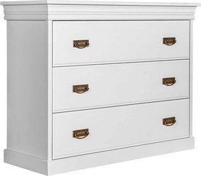Comodă lemn masiv alb Florence, 107 × 42 × 83 cm