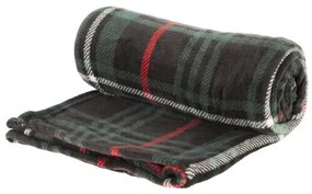 Pătură fleece Carouri, negru, 130 x 150 cm