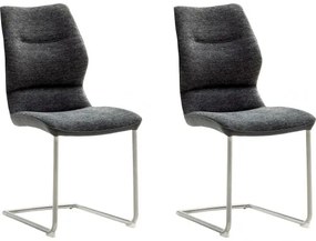 Set 2 scaune tapitate cu stofa si piele ecologica, cu picioare metalice, Orlando Swing Antracit / Crom, l46xA63xH92 cm