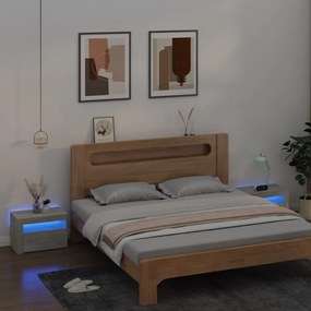 vidaXL Noptiere cu LED-uri, 2 buc., gri beton, 60x35x40 cm