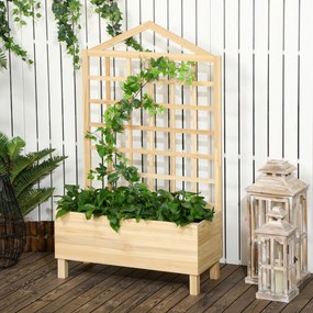 Outsunny Ghiveci din Lemn cu Grilaj pentru Plante Cățărătoare, Ideal pentru Legume și Flori, 90x43x150 cm, Design Natural | Aosom Romania