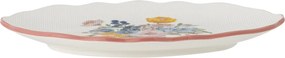 Farfurie din ceramică cu motive florale și margine roz pictată manual, 20×17×2 cm, „Dorothy"