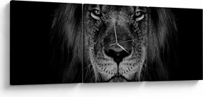 Tablou - Leu majestic (cu ceas) (90x30 cm)