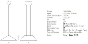 Lustra LED suspendata moderna ACOUSTIC gri