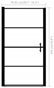 Usa de dus, negru, 81 x 195 cm, sticla securizata 81 x 195 cm, Transparent