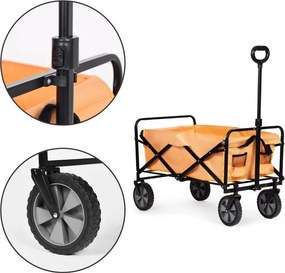 Cărucior de transport pliabil 100 kg – cărucior de grădină și plajă cu roți Portocalie