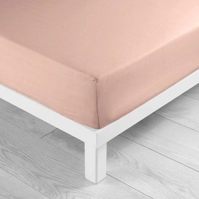 Cearceaf roz din bumbac cu elastic 160x200 cm Lina – douceur d'intérieur