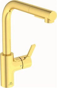 Baterie bucatarie cu dus extactibil Ideal Standard Gusto 295 auriu periat 2 tipuri de jet