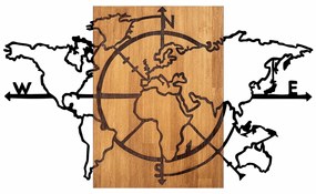 Accesoriu decorativ de perete din lemn World Map - 324