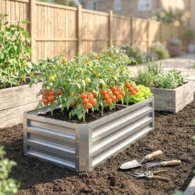Outsunny 4' x 2' x 1' Pat de Gradina Galvanizat Inaltat, Cutie de Plantare din Metal Pat Inaltat pentru Legume, Flori, Plante si Plante Aromatice, Verde | Aosom Romania