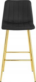 Scaun de bar POZZA VELVET cu picioare aurii, neagra