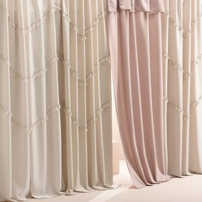 Perdea roz ASTORIA cu ciucuri pe bandă de legătură 140 x 250 cm