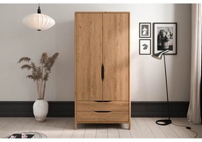 Șifonier în culoare naturală din lemn de stejar 96x188 cm Twig – The Beds