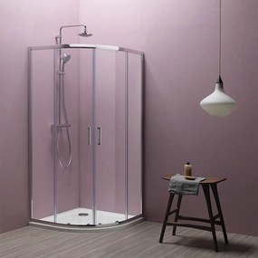 Cabina de dus semirotunda cu usi glisante Kolpasan Eco Quat 90x90, 185 cm inaltime