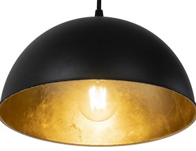 Lampă suspendată inteligentă neagră cu auriu cu 3 lumini inclusiv Wifi A60 - Magnax