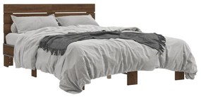3280171 vidaXL Cadru de pat, stejar maro, 140x190 cm, lemn prelucrat și metal