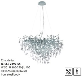 Lustra suspendata design magnific ICICLE crom, 50x100cm