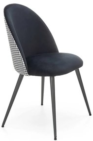 Scaun K478 Velvet Alb-Negru - H 84cm