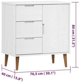 Servanta, alb, 76,5x40x80 cm, lemn masiv de pin 1, Alb