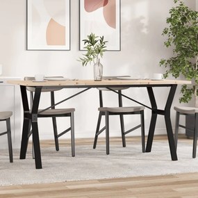 vidaXL Masă bucătărie, cadru Y, 160x80x75,5 cm lemn masiv pin și Oţel