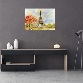 Tablou pictat cu turnul Eiffel (70x50 cm)