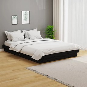 819956 vidaXL Cadru de pat, negru, 140x190 cm, lemn masiv