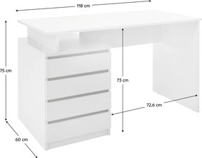 Masă PC, albă, HANY NEW