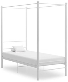 325052 vidaXL Cadru de pat cu baldachin, alb, 90x200 cm, metal
