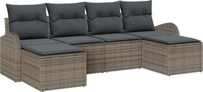 vidaXL Set de canapele pentru grădină cu pernă 6 pcs Gri Poli Rattan