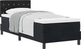 vidaXL Pat cu arcuri cu saltea cu headboard Negru 80 x 200 cm Catifea