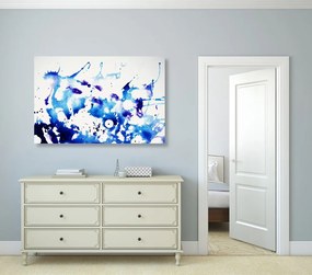 Tablou acuarel albastru în design abstract