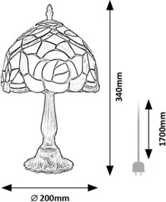 Brilagi - Lampă de masă Tiffany cu vitralii GARLAN 1xE14/40W/230V