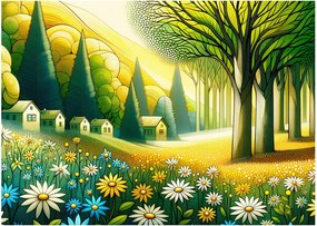 Tablou - Sat în galben-verde (70x50 cm)