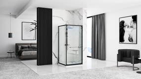 Cabina dus cu cadita de dus patrata cu usa culisanta Rea Space In 90x90 negru mat