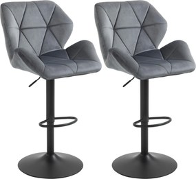 HOMCOM Set de 2 Scaune de Bar Sau Bucătărie cu Design Geometric, Gri | Aosom Romania