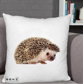 Perna Decorativa Arici Fotorealist, 40x40 cm, Alb Pufos, Husa Detasabila, Perna Inclusa, BEKZ®