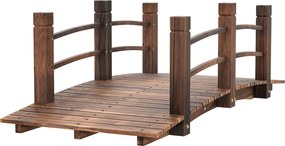 Outsunny Pod de Grădină - Pod de Iaz - pasarelă din Lemn - Decor Grădină dim. 152,5L x 67l x 48H cm - Lemn de Brad tratat prin carbonizare | Aosom Romania