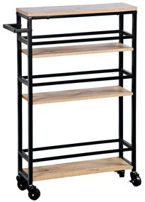 Raft bucatarie mobil Kesper 27842, 3 rafturi, 4 roti, PDC/Metal, Maro/Negru