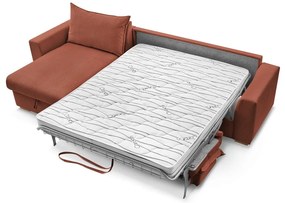 Colțar cărămiziu extensibil cu tapițerie din catifea reiată (cu colț variabil) Augustin – Bobochic Paris