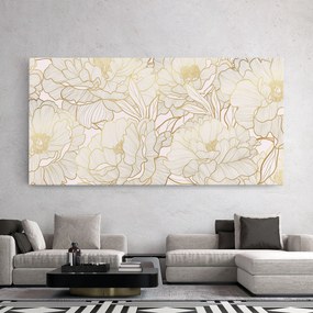 Tablou Canvas, 100x200cm, Dormitor si Living, Flori, Bujori, Golden Peony