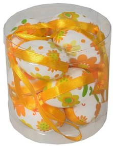 Set de ouă de Paște cu model floare galbenă,înălțime 4 cm,  12 bucăți în pachet