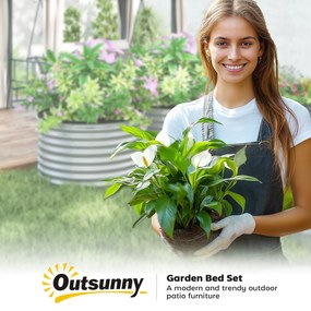 Outsunny Set de 2 jardiniere ridicate, din oțel galvanizat, cu fund deschis, 90 x 90 x 56 cm, argintie | Aosom Romania