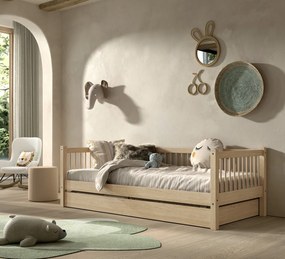 Pat Cabină Forrest Beech 90x200 cm, pentru Camera Copii, din Lemn de Fag, cu Sertar – Vipack