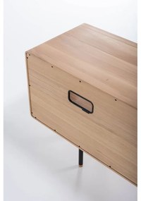 Comodă TV neagră/în culoare naturală din lemn de stejar 150x64 cm Fina – Gazzda