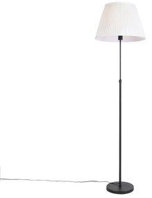 Lampă de podea neagră cu abajur plisat crem 45 cm reglabil - Parte