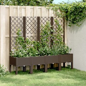 Jardinieră de grădină cu spalier, maro, 160x40x142 cm, PP