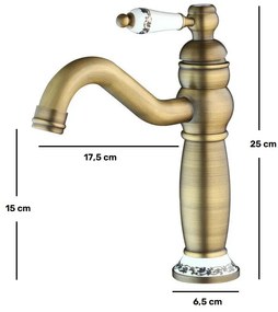 Baterie de Baie, pentru Chiuvetă (Lavoar), din Alamă Turnată, Finisaj Bronz Antichizat