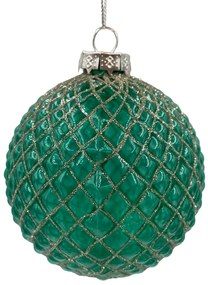 Glob din sticla Diamond Emerald 10cm, Verde